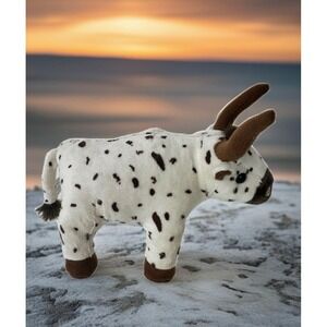 Wishpets Tex the Longhorn Bull Plush Stuffed Animal White Brown Spotted NWT